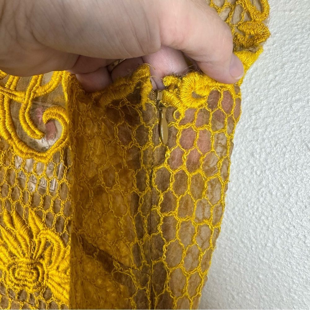 Yoana Baraschi Embroidered Sheer Lace Cropped Top Gold Yellow Women’s 2 - Picture 5 of 6